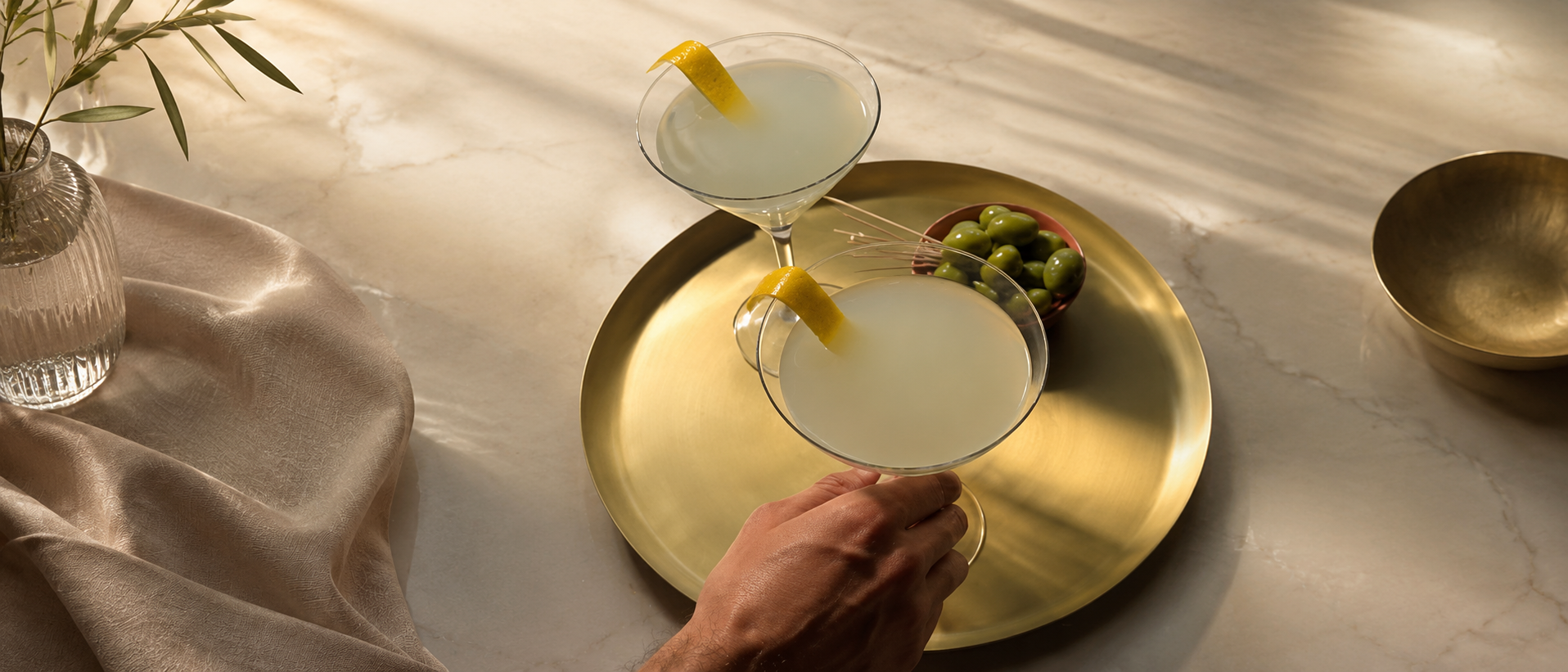 Cocktail tools arranged for home entertaining